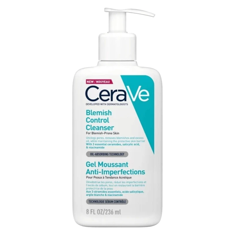 بطری ژل شستشو صورت CeraVe Blemish Control با حجم 236 میلی لیتر