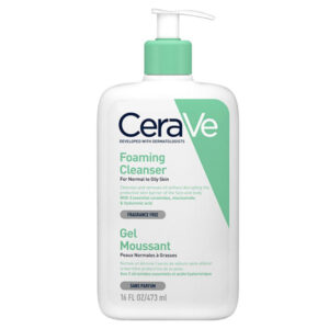 بطری ژل شستشو صورت CeraVe Foaming Cleanser با حجم 473 میلی‌لیتر مناسب پوست نرمال تا چرب