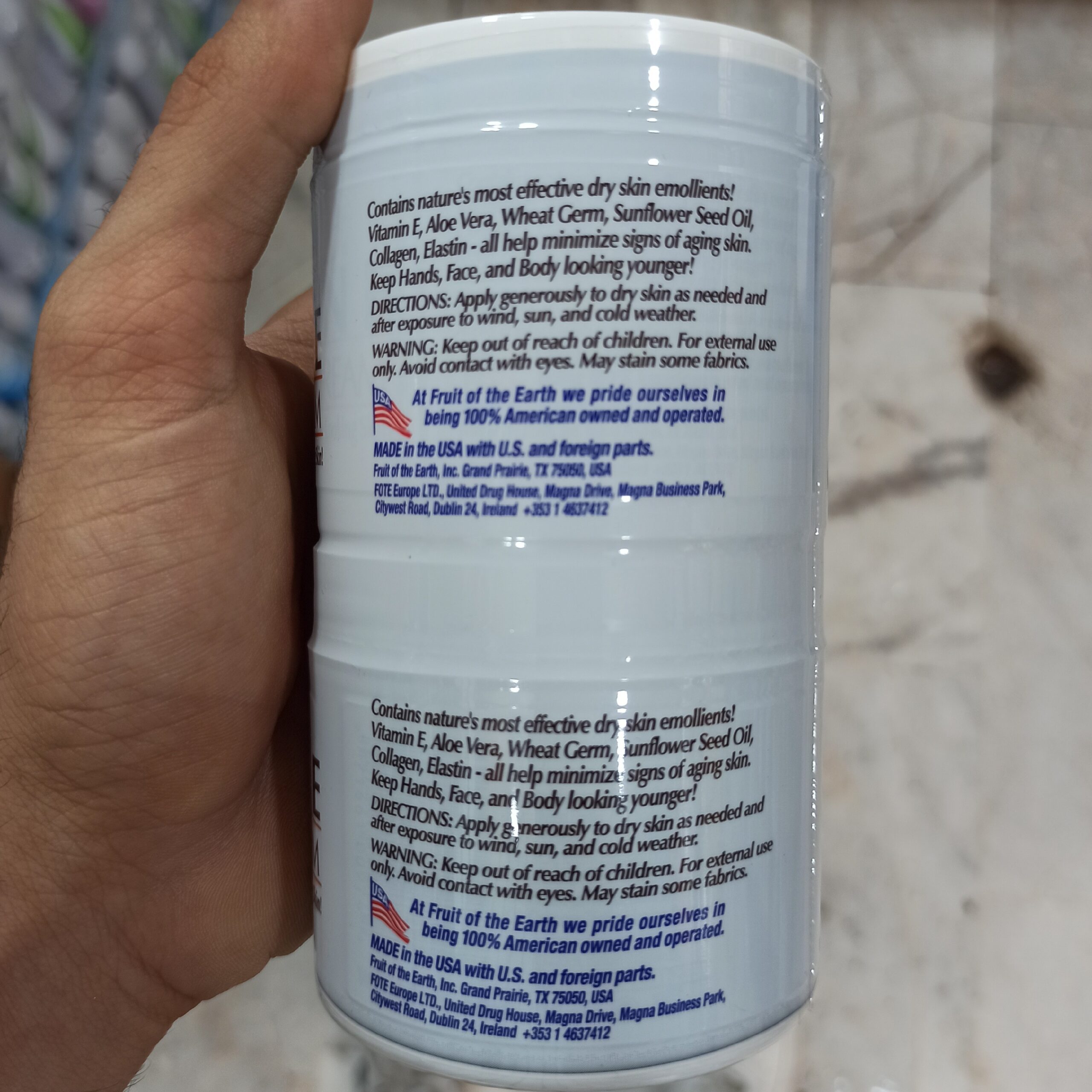 کرم مرطوب کننده ویتامین ای E آمریکایی Fruit Of the Earth مناسب صورت و بدن - Image 5