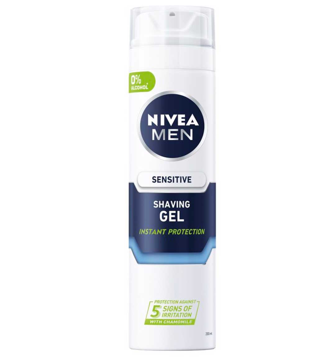 ژل اصلاح مردانه NIVEA MEN Sensitive Instant Protection حجم 200 میلی‌لیتر